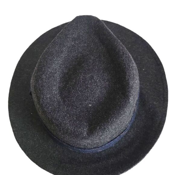 Free Authority Wool Blend Fedora Mens Dark Gray Small Medium - Picture 7 of 9